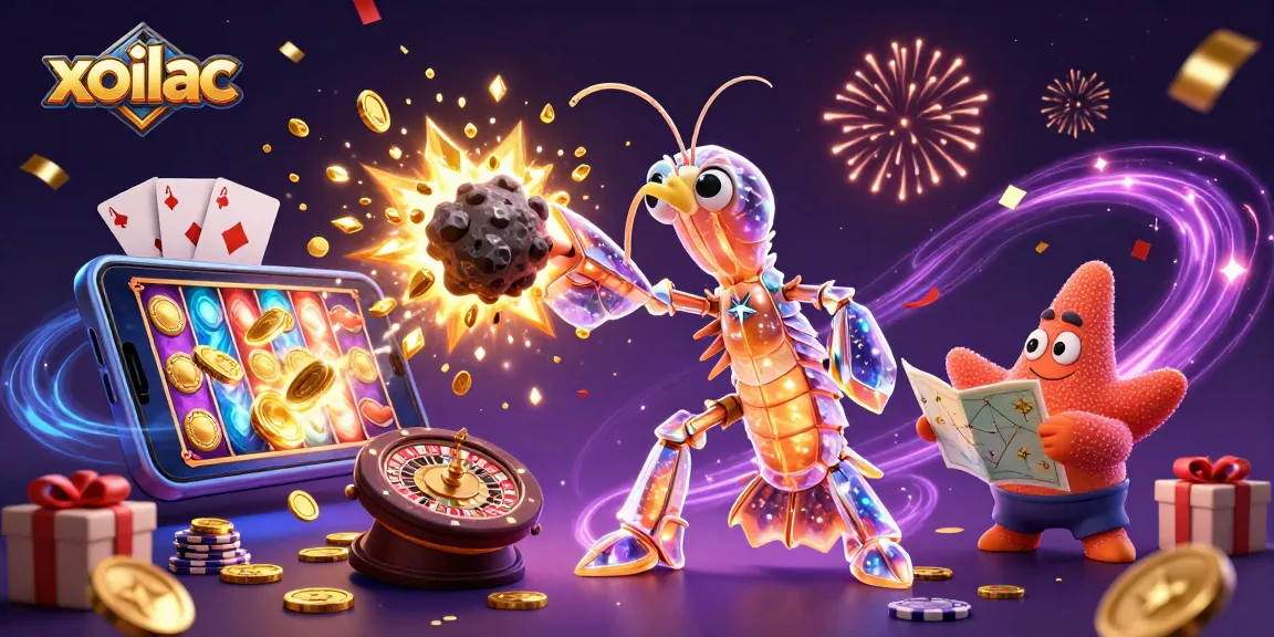 Experience winning moments with xoilac through an energetic gambling-themed illustration