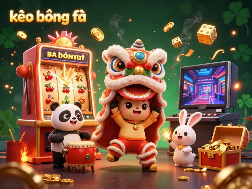 Engage with kèo bóng đá in an exciting, vibrant casino scene featuring lively characters and dynamic game elements.