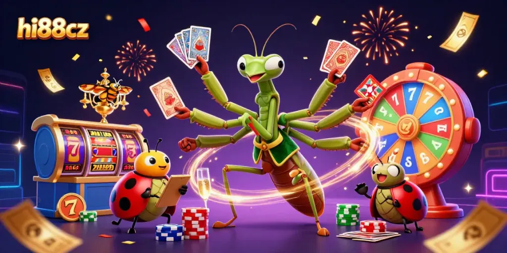 Experience the excitement of hi88cz with a vibrant casino scene, highlighting thrilling slot elements and dynamic gameplay.