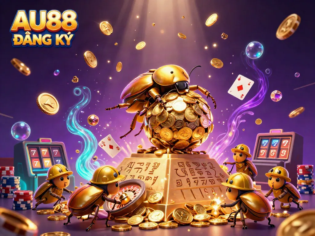 Experience the excitement of AU88 ĐĂNG KÝ with engaging casino elements and a dynamic gold theme