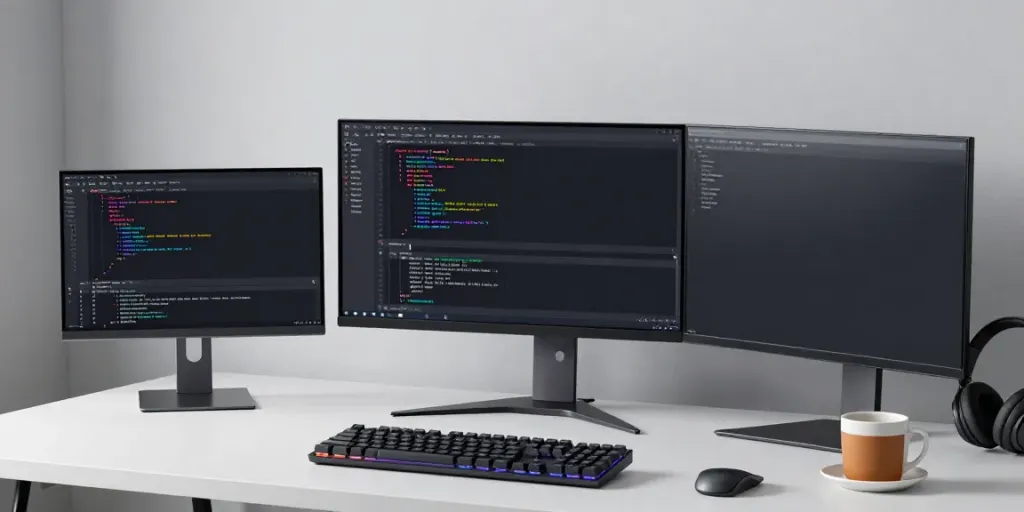 Register .co.uk domain in a modern coding workspace with sleek tech.