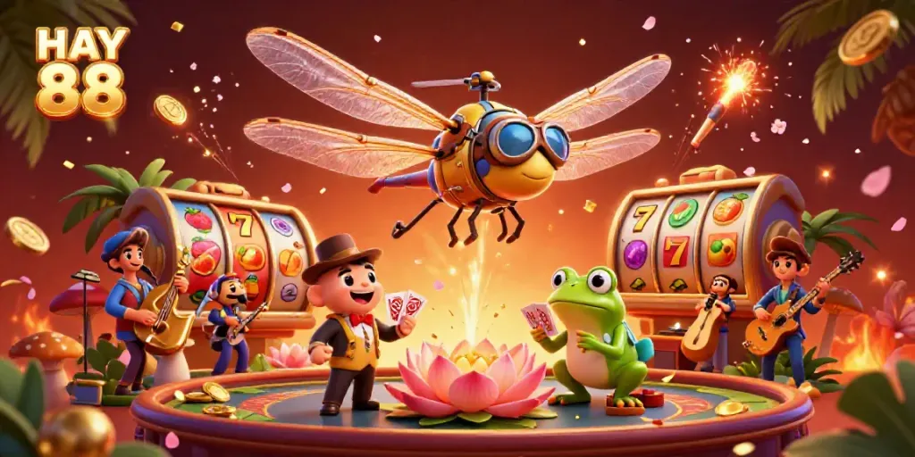 Engage with HAY 88 at the vibrant lily pad casino featuring unique characters and dynamic gaming elements.