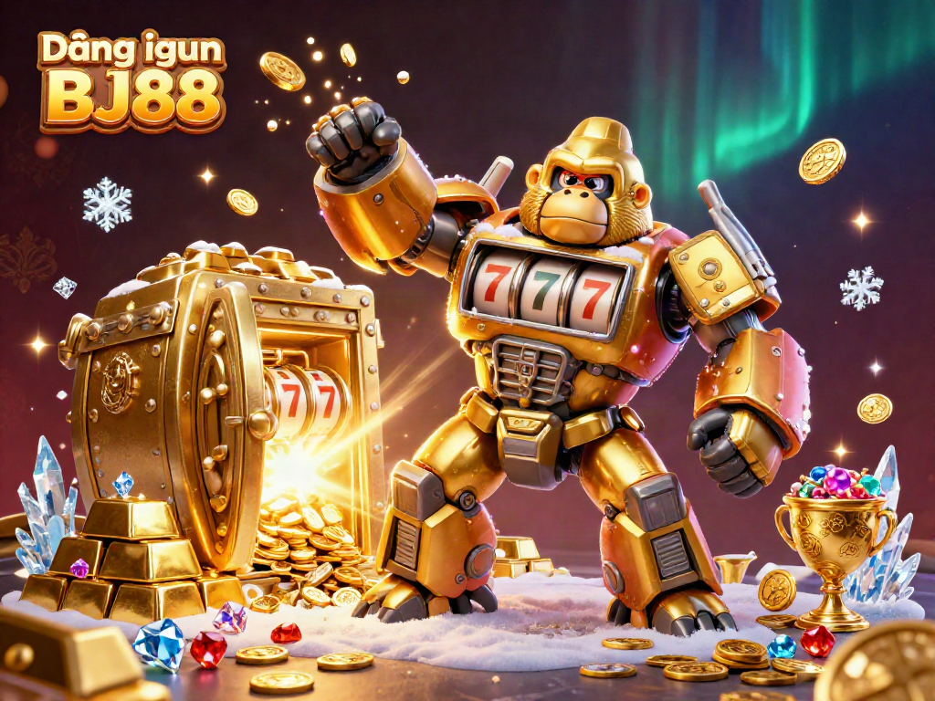 Experience excitement at Đăng nhập BJ88 with a 3D illustration of vibrant casino elements.