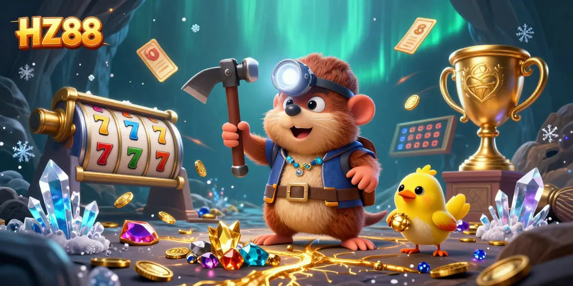 Engage with HZ88 as the treasure hunter mole navigates a gem-filled cave, spotlighting casino gameplay.