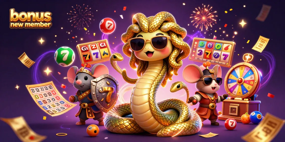Engage with bonus new member promotions in a vibrant casino scene filled with colorful gaming elements.