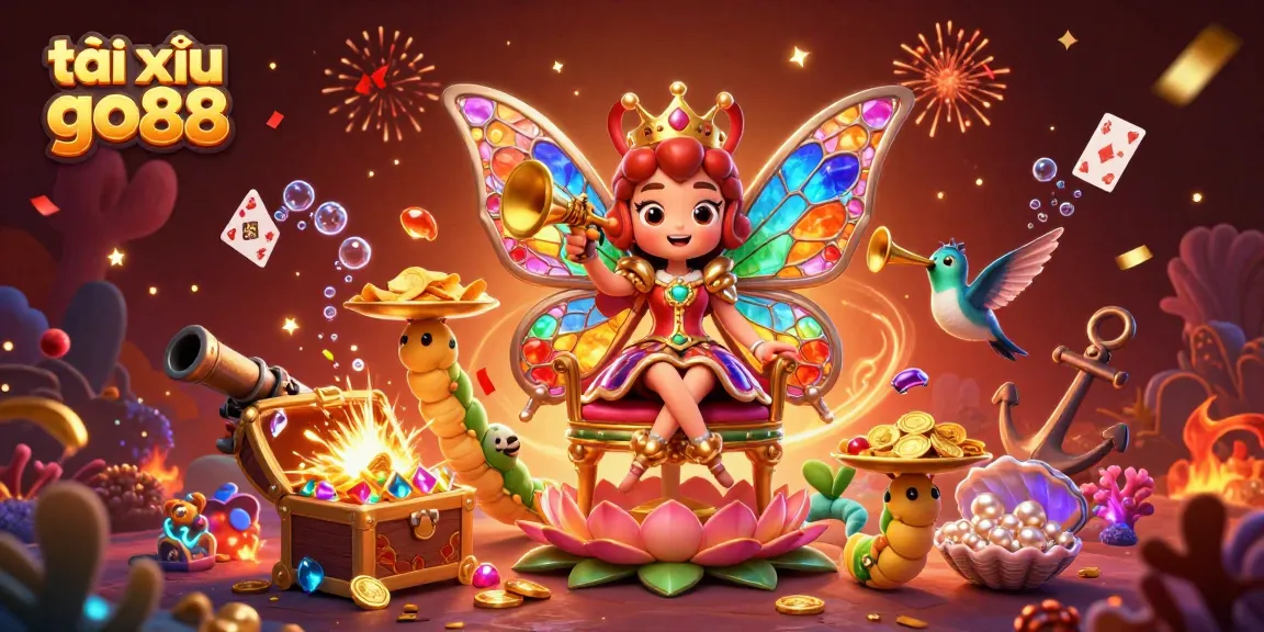 Experience the thrill of tài xỉu go88 with a vivid 3D casino scene featuring vibrant characters and playful elements.