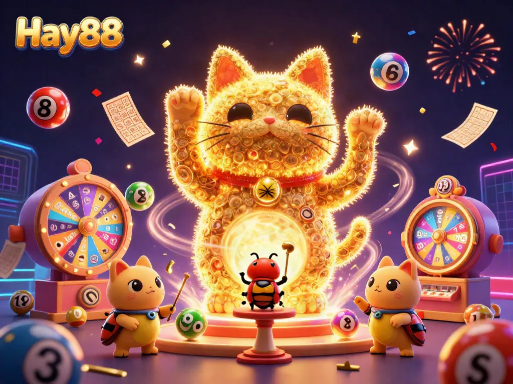 Experience the excitement of Hay88 with a vibrant display of casino symbols and dynamic gaming elements.