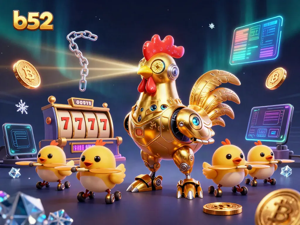 Engage in exciting gaming with the b52 platform featuring golden characters and casino elements.