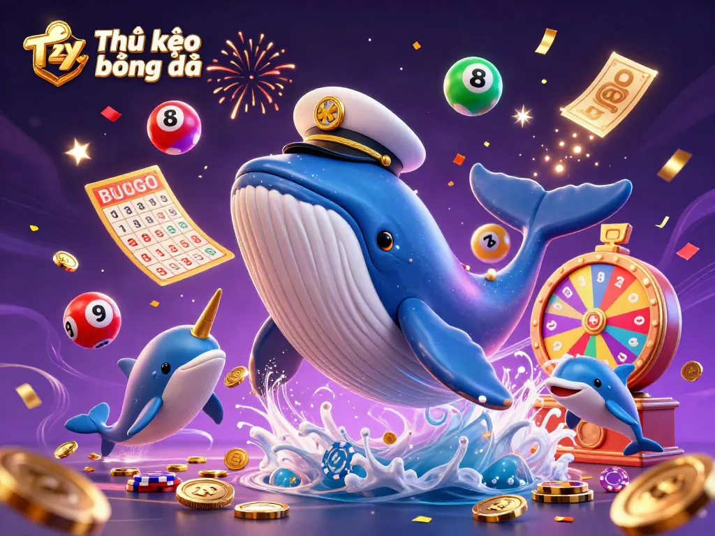Tỷ lệ kèo bóng đá highlights a vibrant 3D scene with playful gambling elements, engaging players in a dynamic betting world.