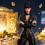 Engage in ดูหนังออนไลน์ฟรี with exciting visuals of a powerful Asian woman and stunning casino elements, showcasing dynamic energy and richness.