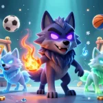 Engage with the thrilling atmosphere of 98win com, showcasing dynamic slot games and spirited wolf characters.