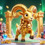 Engage with kèo bóng đá through exciting golden ram characters charging into a dynamic gaming scene.