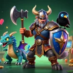 Experience the thrill of BJ88 Casino with a dynamic gaming scene featuring warriors and gaming elements.