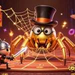 Experience a thrilling casino adventure with alo8, featuring a golden tarantula and courageous beetle knight in a vibrant gaming environment.