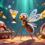 Engage with the thrilling 789f casino scene featuring an animated mosquito mascot, a trilobite DJ, and vibrant gambling elements.