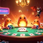 Kuwin casino scene with glowworms lighting a poker table and a bat dealer above