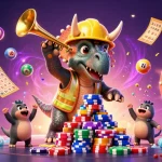 Immerse in bj88 đá gà with vibrant characters celebrating victory surrounded by dynamic gaming elements.