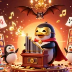 Experience the thrill of 2013dp with a vibrant illustrated scene of a penguin at a casino.