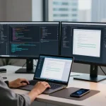 开发者在办公室中高效编程，展示http://www.im-signal.com.cn/的设计和技术。
