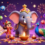 Play exciting games at ck33, featuring vibrant casino action with elephants and colorful elements.