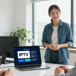 IPTV reseller demonstrating trusted local services with a professional setup.