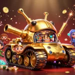 Engage in go88's lively casino atmosphere with a golden beetle tank revealing gaming fun inside.
