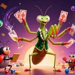 Engage with phdream's exciting casino scene featuring a giant mantis and ladybug boss amidst colorful lottery and gaming elements.