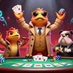 Engage in high-stakes fun at cf68 club with three raptors in disguise, showcasing poker and gaming elements.