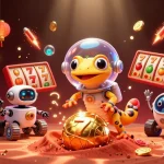 Experience the excitement of the lolajack casino welcome bonus with a vibrant Martian casino illustration.
