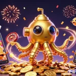 Engage with net88 nhà cái as the golden kraken submarine emerges from coins amidst vibrant casino elements.