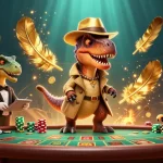 SV88 showcases a dynamic blackjack scene with a velociraptor, stegosaurus, and compy in action.