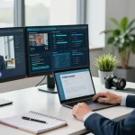 Cyber Essentials vs Cyber Essentials Plus analysis in a modern office, showcasing cybersecurity consultation.