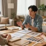 Trusted flooring advice online provided by an interior designer on laminate vs engineered wood options in a cozy home.