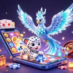 Engage with Link Max79 through a vibrant 3D illustration featuring an ice phoenix and gaming elements.