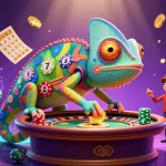 Experience thrilling wins with 33win as colorful lottery balls bounce and golden coins flutter in this vibrant casino scene.